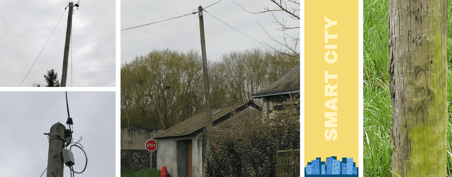 Poteaux connectés grâce aux capteurs IoT pour prévenir la chute et les pannes des poteaux électriques, téléphoniques