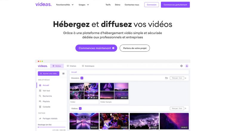 Hébergement vidéo gratuit 5 plateformes — interface plateforme d'hébergement vidéo