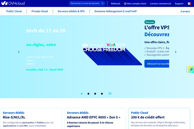 Capture d'écran du site ovhcloud.com