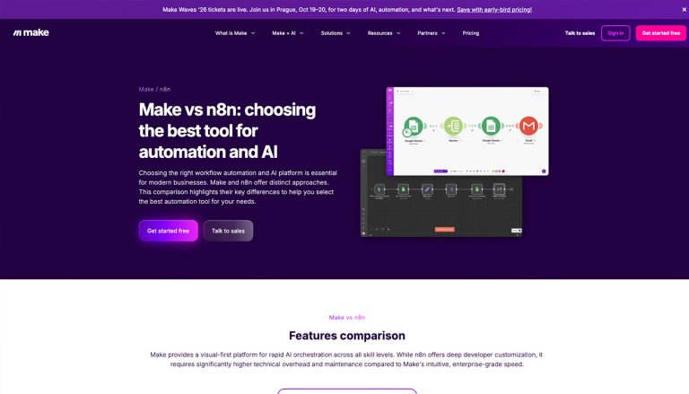 n8n vs Make comparatif complet — tableau de comparaison outils d'automatisation