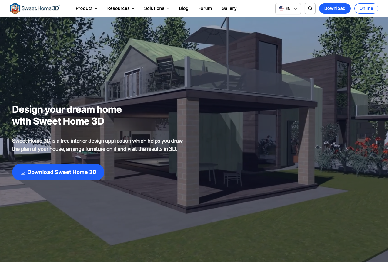 Capture d'écran du site sweethome3d.com